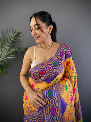 Artistry Dhakai Jamdani Cotton Silk Saree