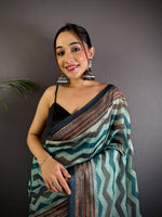 Radiant Geometric Printed Linen Saree