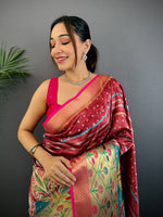 Maroon Freehand Digital Print Soft Silk Saree