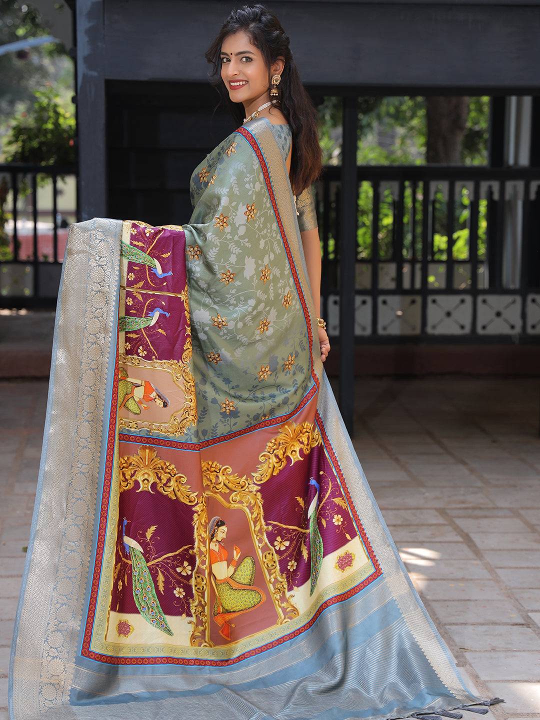 Pure Viscose Dola Silk Saree With Zari Weaving Pallu In Light Blue Colour - Luxe
