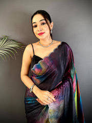 Regal Freehand Abstract Chinnon Saree