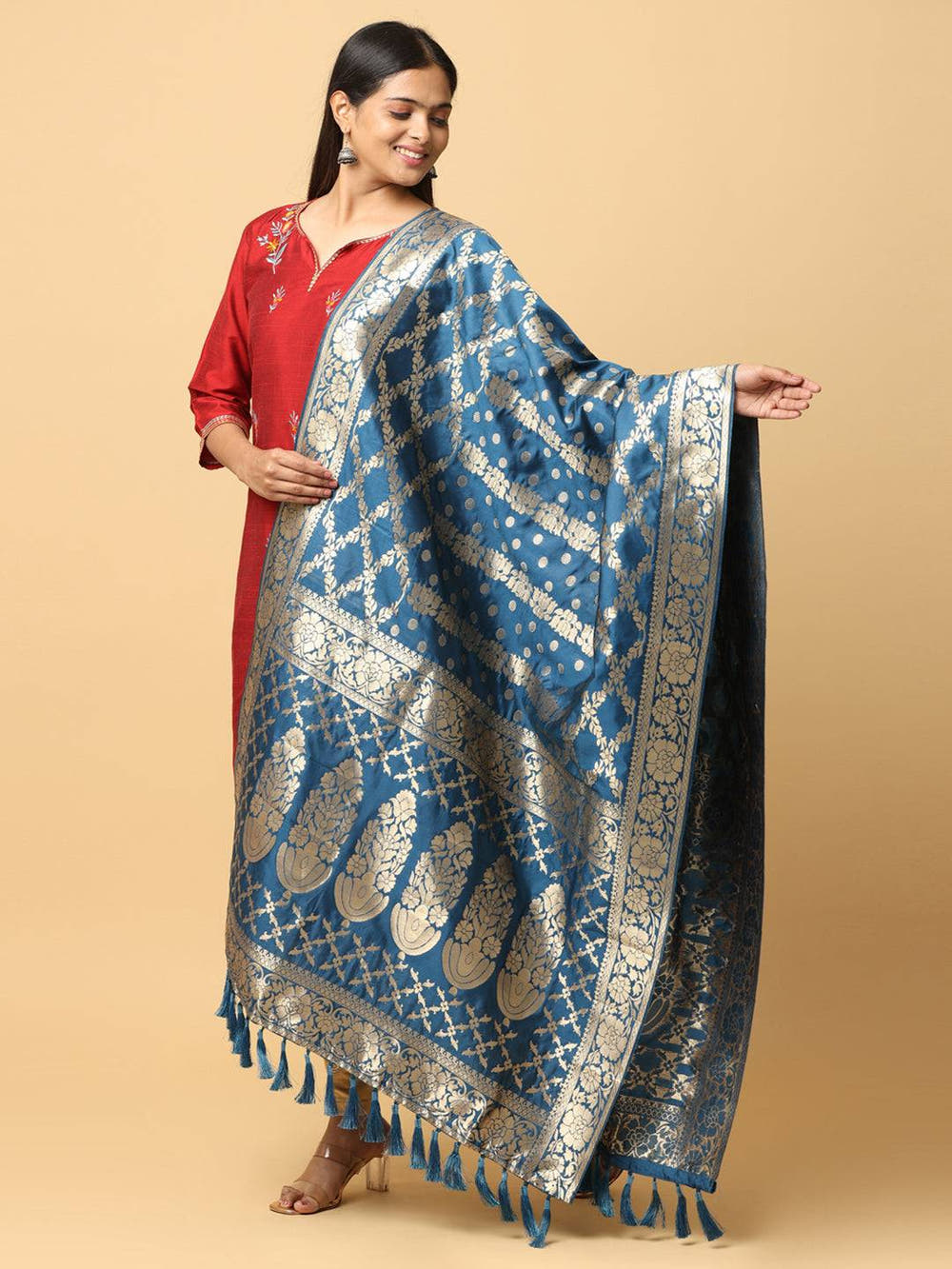 Latest Silk Blend Woven Design Dupatta