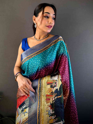 Heritage Silk Blend Bandhani Print Saree