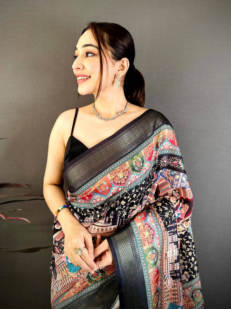Royal Pashmina Print Tussar Ghicha Saree