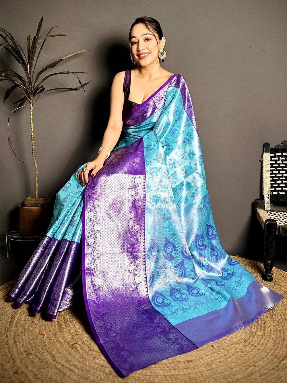 Vibrant Zari One Gram Tissue Kanchi Saree