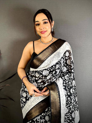Classic Pen Kalamkari Dola Silk Saree