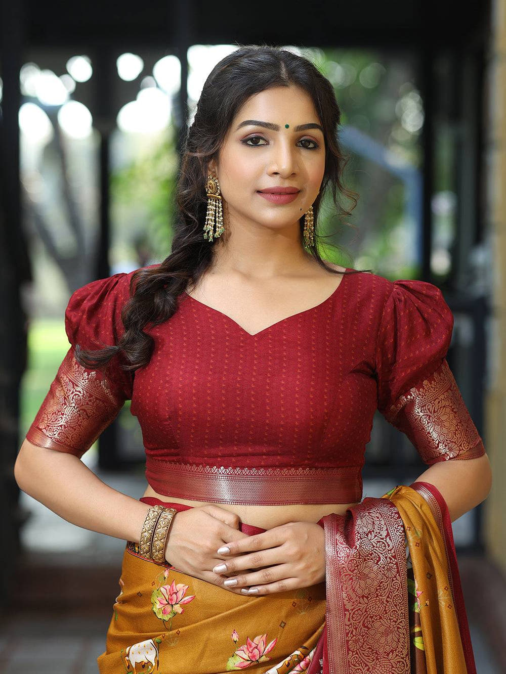 Pichwai Print Zari Weaving Pallu Saree In Mustard Colour - Luxe