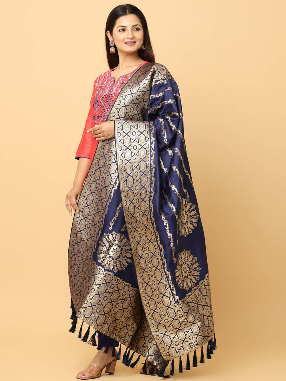 Silk Blend Woven Navy Colour Design Dupatta