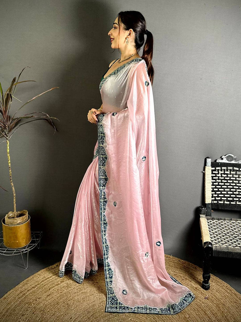Royal Bandhej Border Chinnon Silk Saree