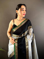 Grey Gadhwal Pure Soft Silk Saree