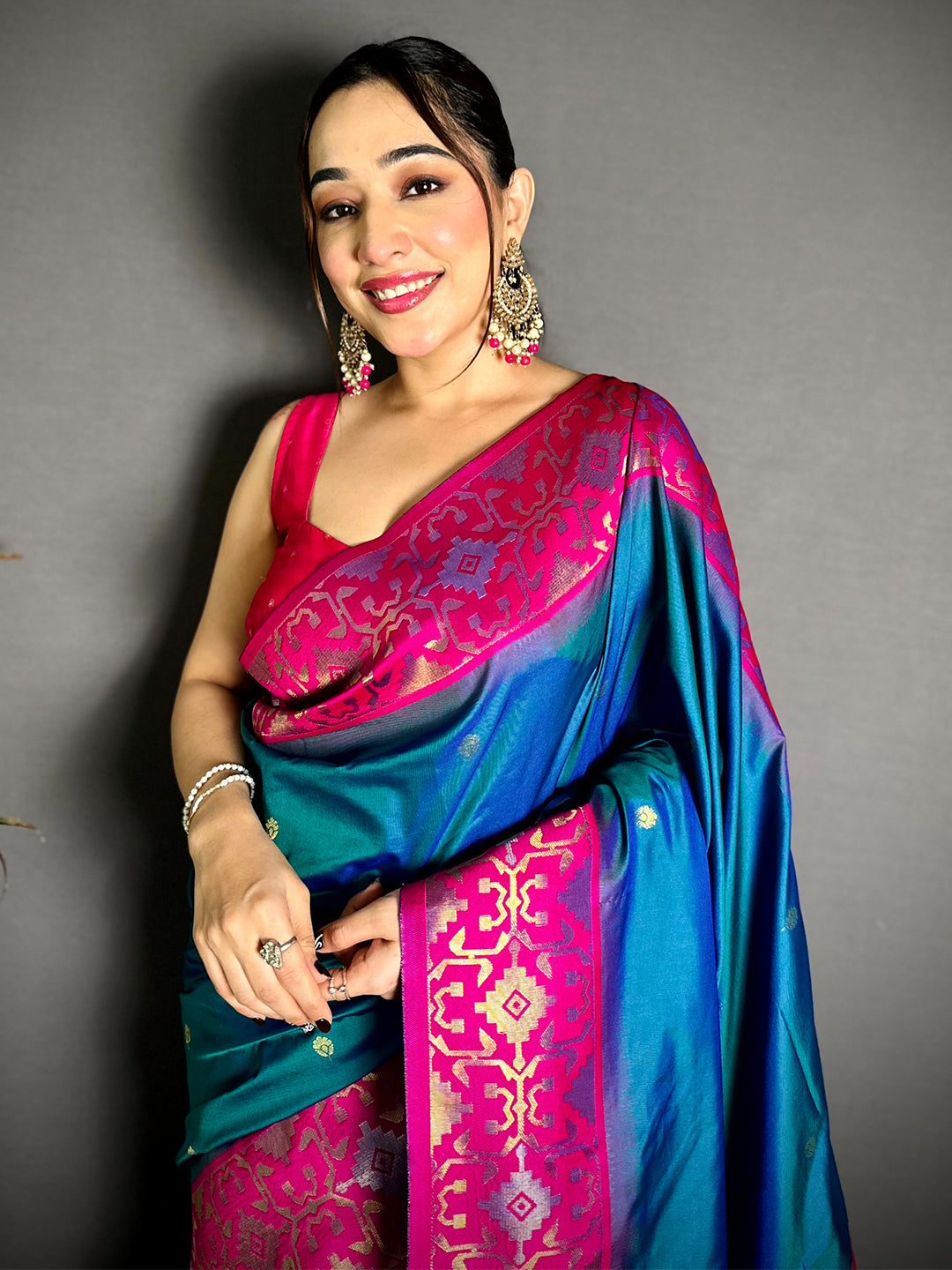 Azure Blue Soft Silk Kanjivaram Saree