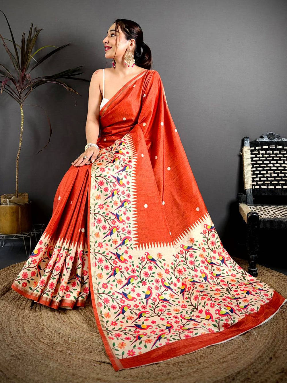 Exclusive Soft Tussar Paithani Border Saree