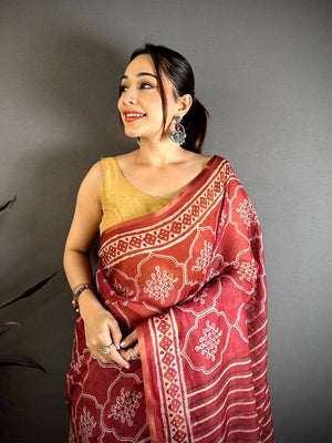 Opulent Stripe Linen Chanderi Saree