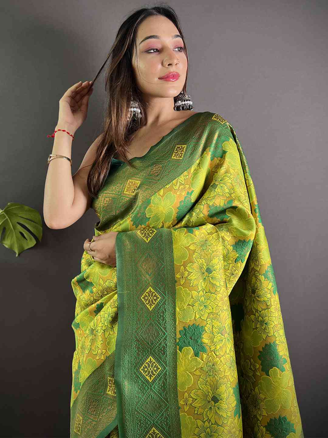 Sage Green Soft Silk Butta Weaving Saree