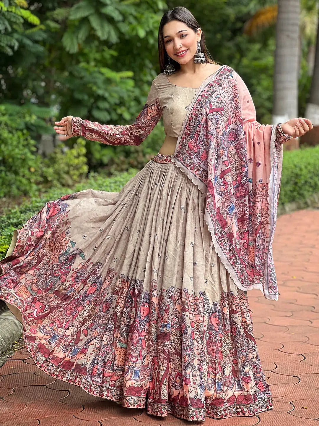 Royal Beige Kalamkari Lehenga Set