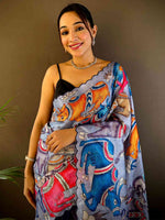 Lavender Kota Doriya Kalamkari Saree