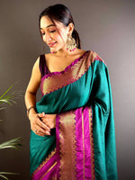 Gold Zari Magenta Accent Saree