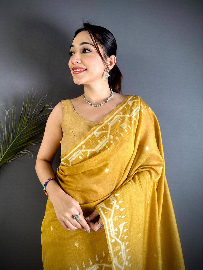 Opulent Lakhani Geometric Linen Saree