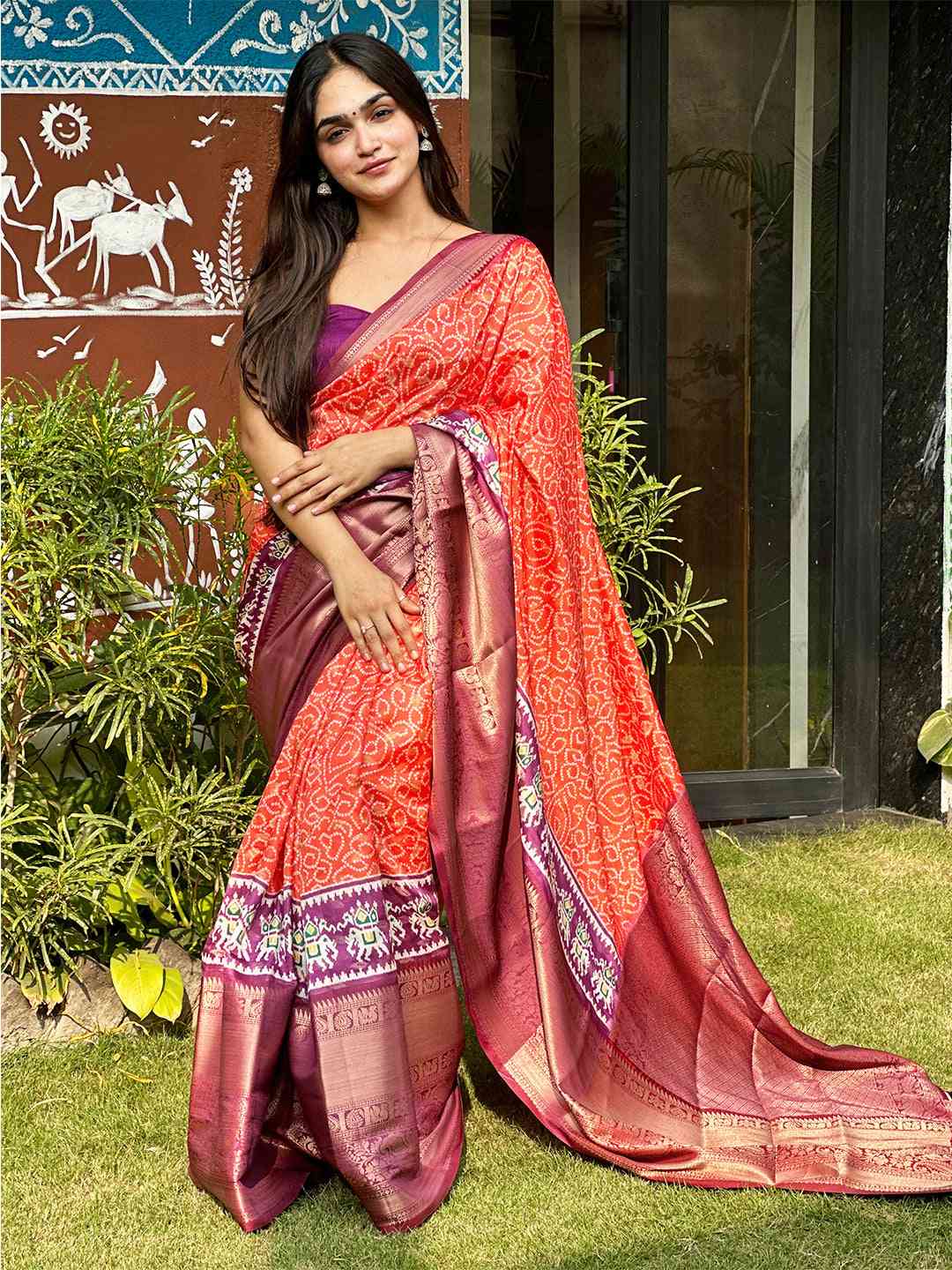 Soft Silk Bandhej Digital Printed Saree