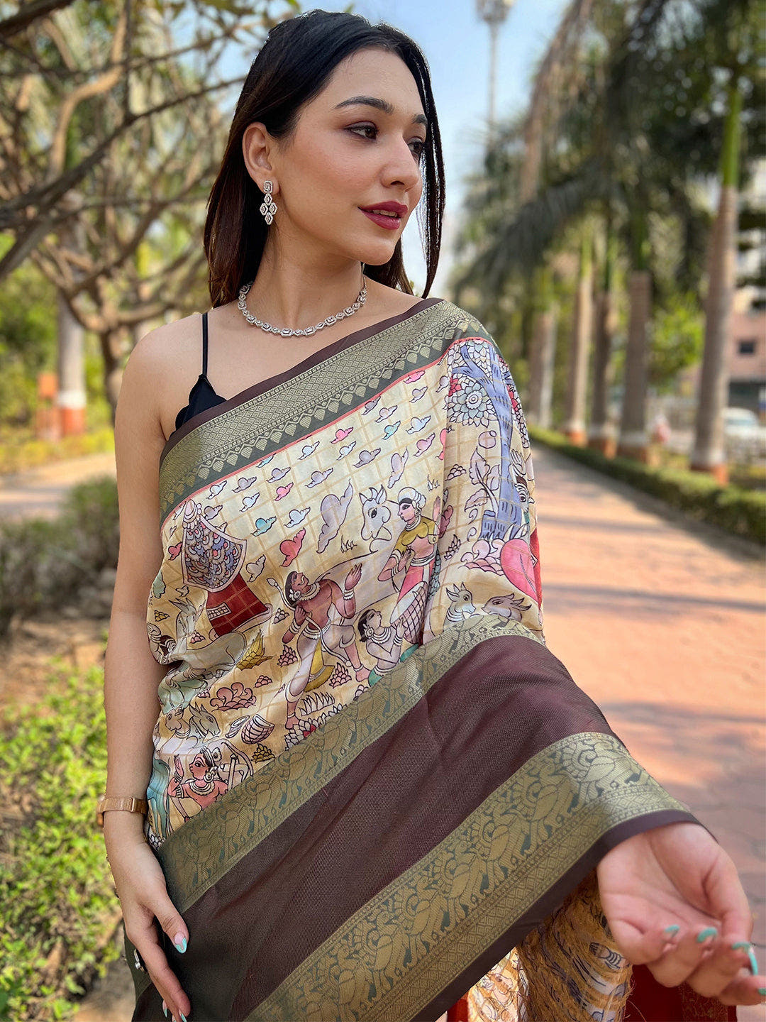 Light Green Colour Double Border Chex Weaving Banarasi Soft Silk Saree