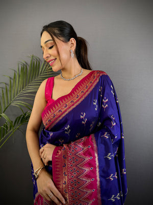 Regal Purple Soft Silk Ikkat Saree