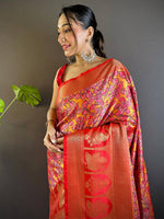 Yellow Charry Satin Floral Saree