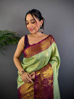 Pastel Mint Green Dharmavaram Silk Saree