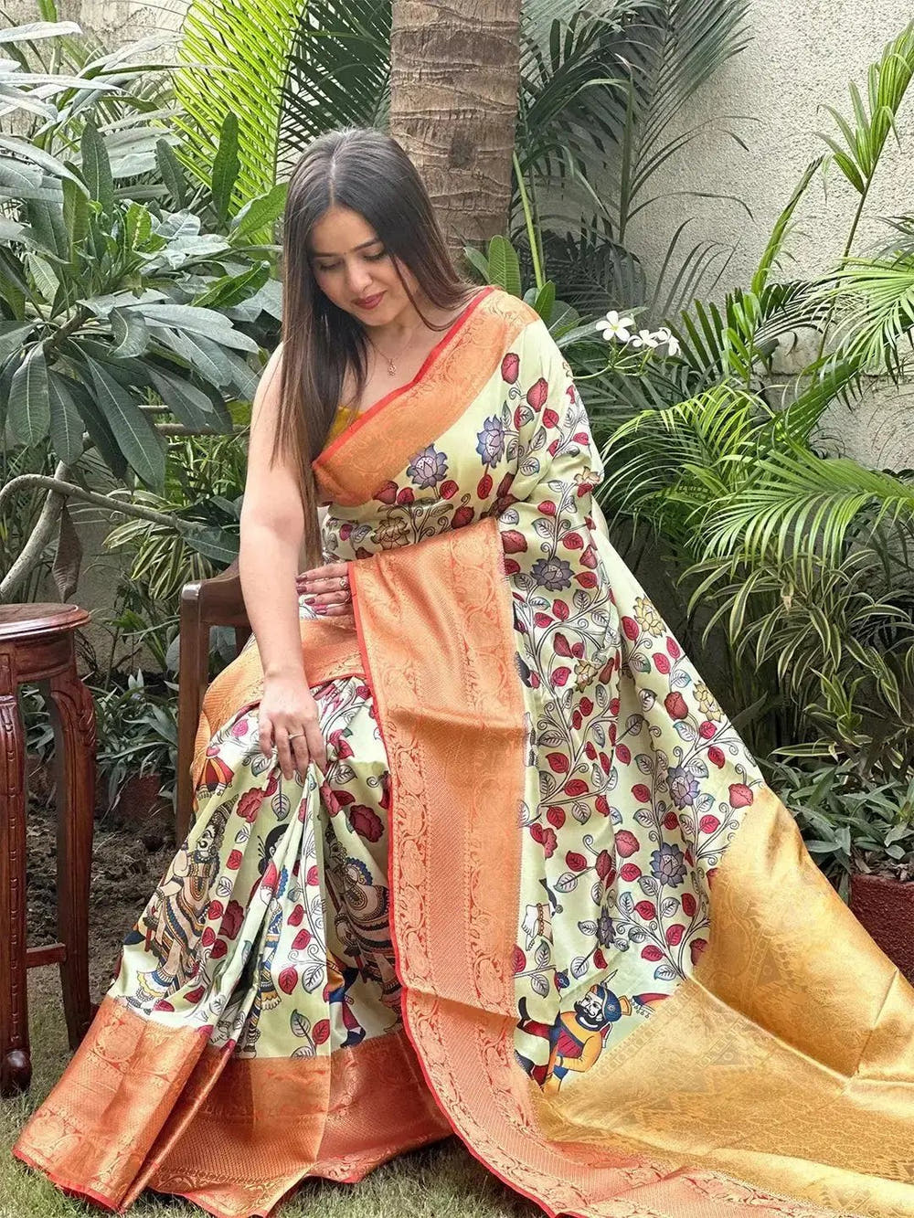 Soft Silk Kalamkari Digital Print Saree
