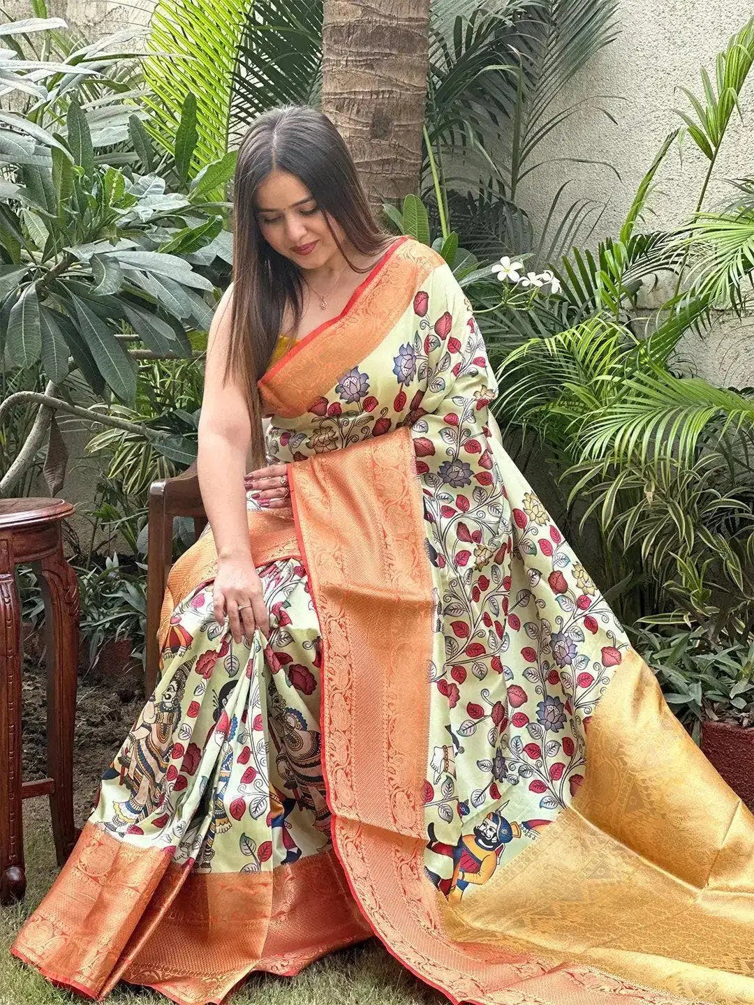 Soft Silk Kalamkari Digital Print Saree