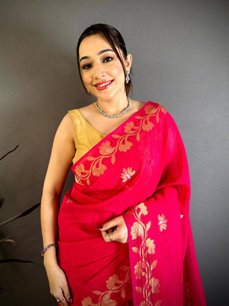 Rani Peacock Zari  Munga  Saree