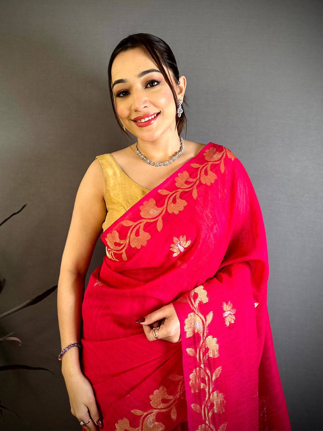 Rani Peacock Zari  Munga  Saree