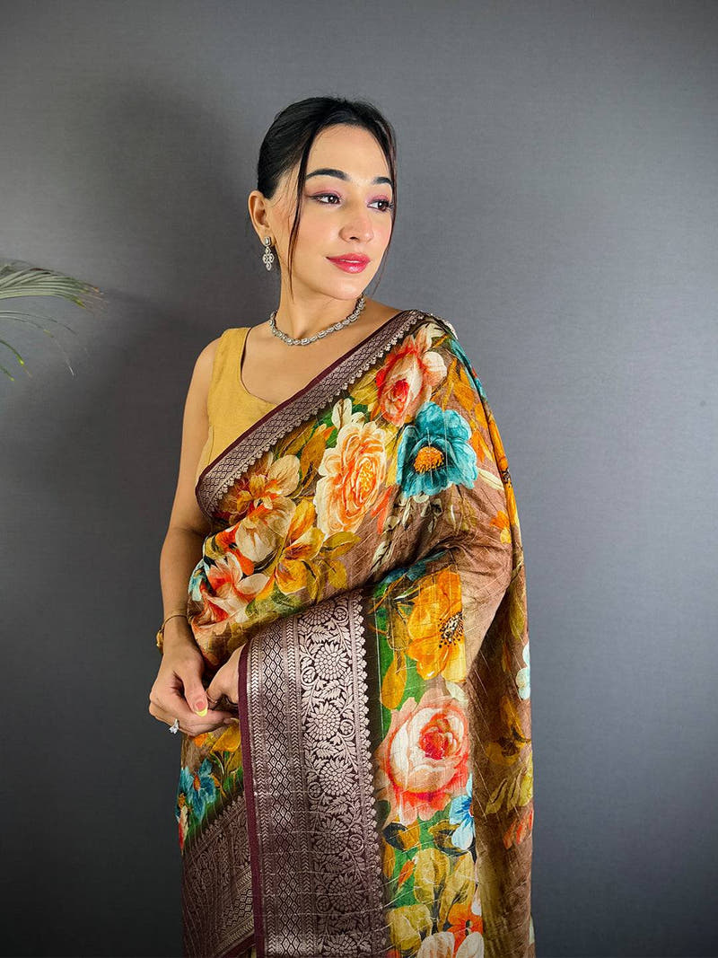 MultiColor Floral Aura Saree Online Vastranand