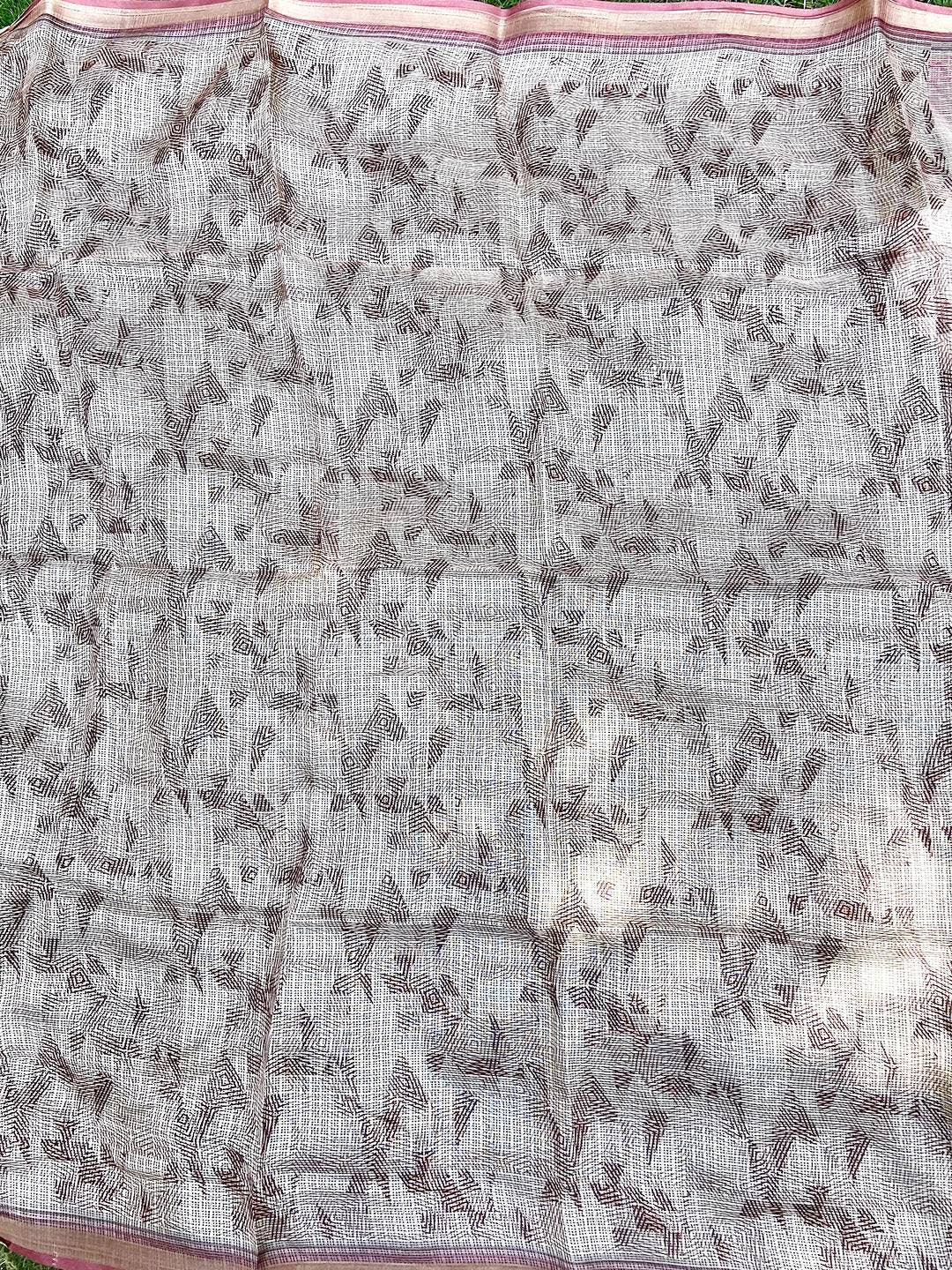 Traditional Cream Colour Soft Kota Doriya Silk Saree With Flower Print