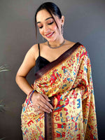 Yellow Soft Silk Block Print Saree