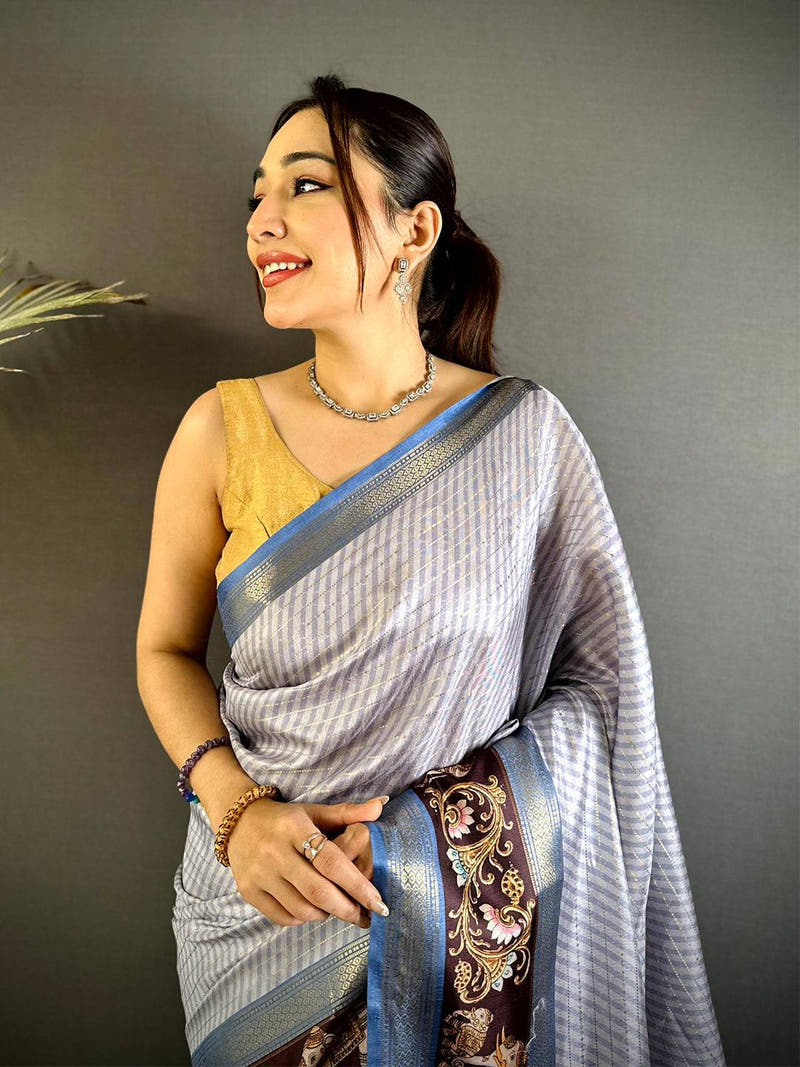 Royal Gadwal Weave Self Zari Saree