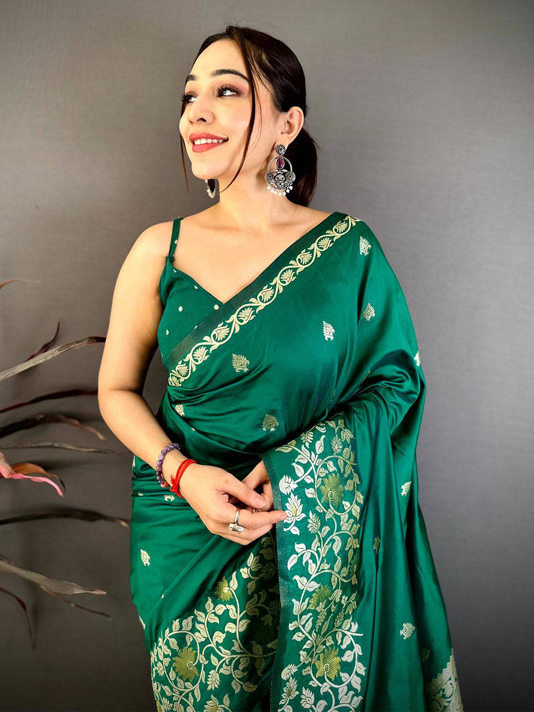 Emerald Green Soft Silk Kanjivaram Saree