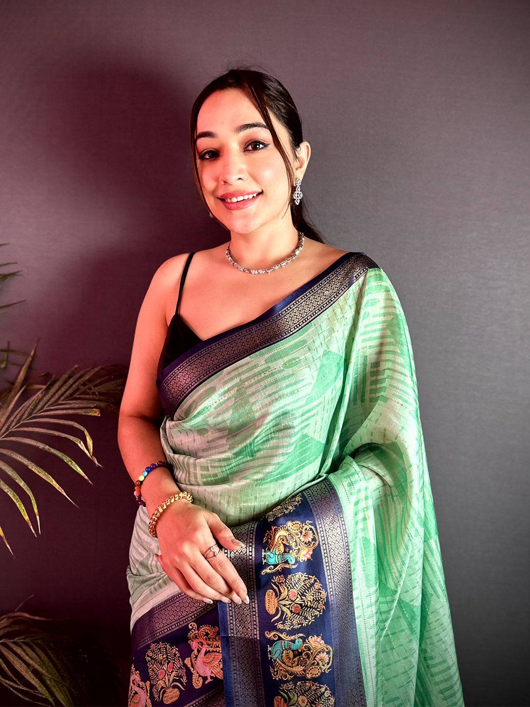 Regal Tanjore Geometric Semi Silk Saree