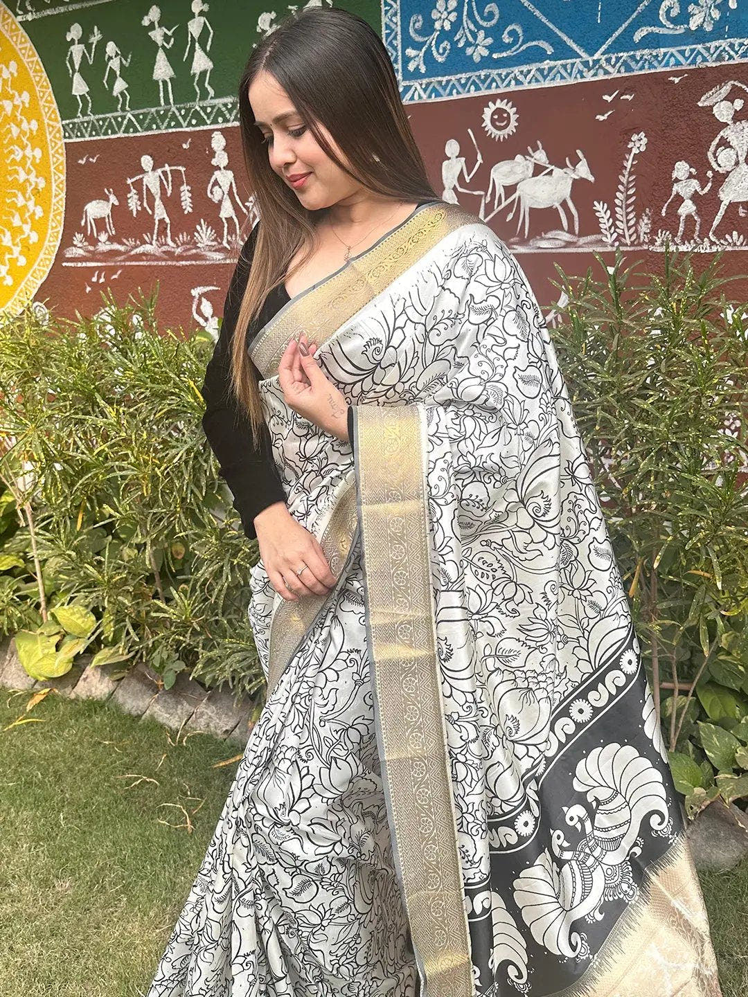 Stunning Kalamkari and Block Print Work Saree