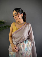 Light Purple Tussar Ghicha Silk Saree