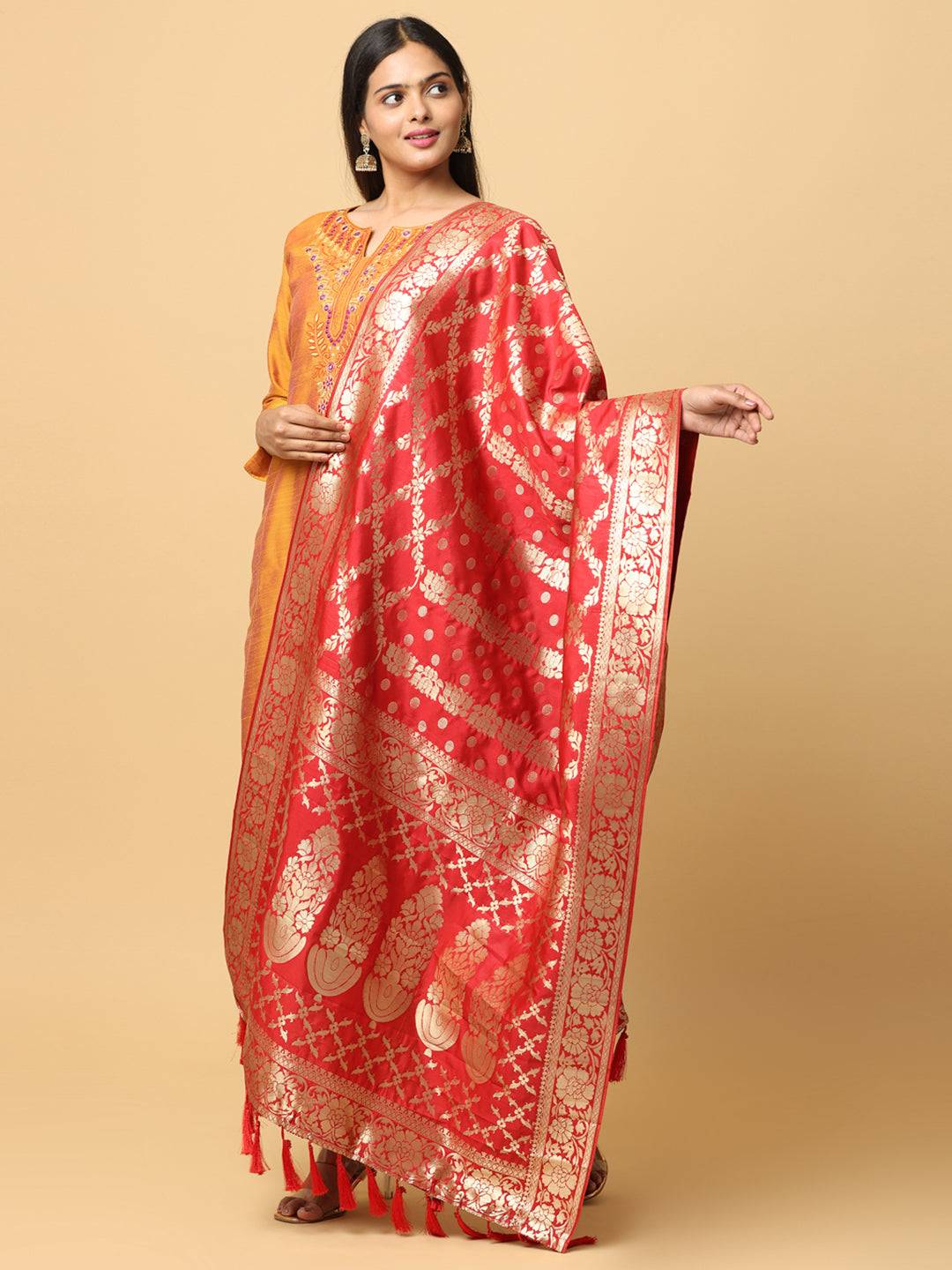 Stylish Silk Blend Woven Design Dupatta
