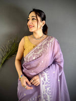 Elegant Lakhani Geometric Linen Saree