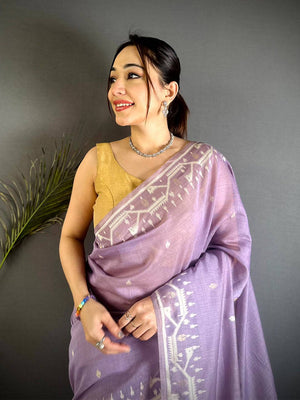Elegant Lakhani Geometric Linen Saree