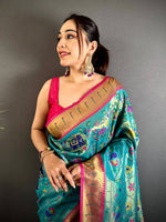 Rama Patola Motif Soft Silk Saree