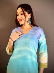 V  Wave  Neck  Mul  Cotton  Kurti