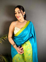 Sky Blue Soft Tussar Silk Ikkat Saree