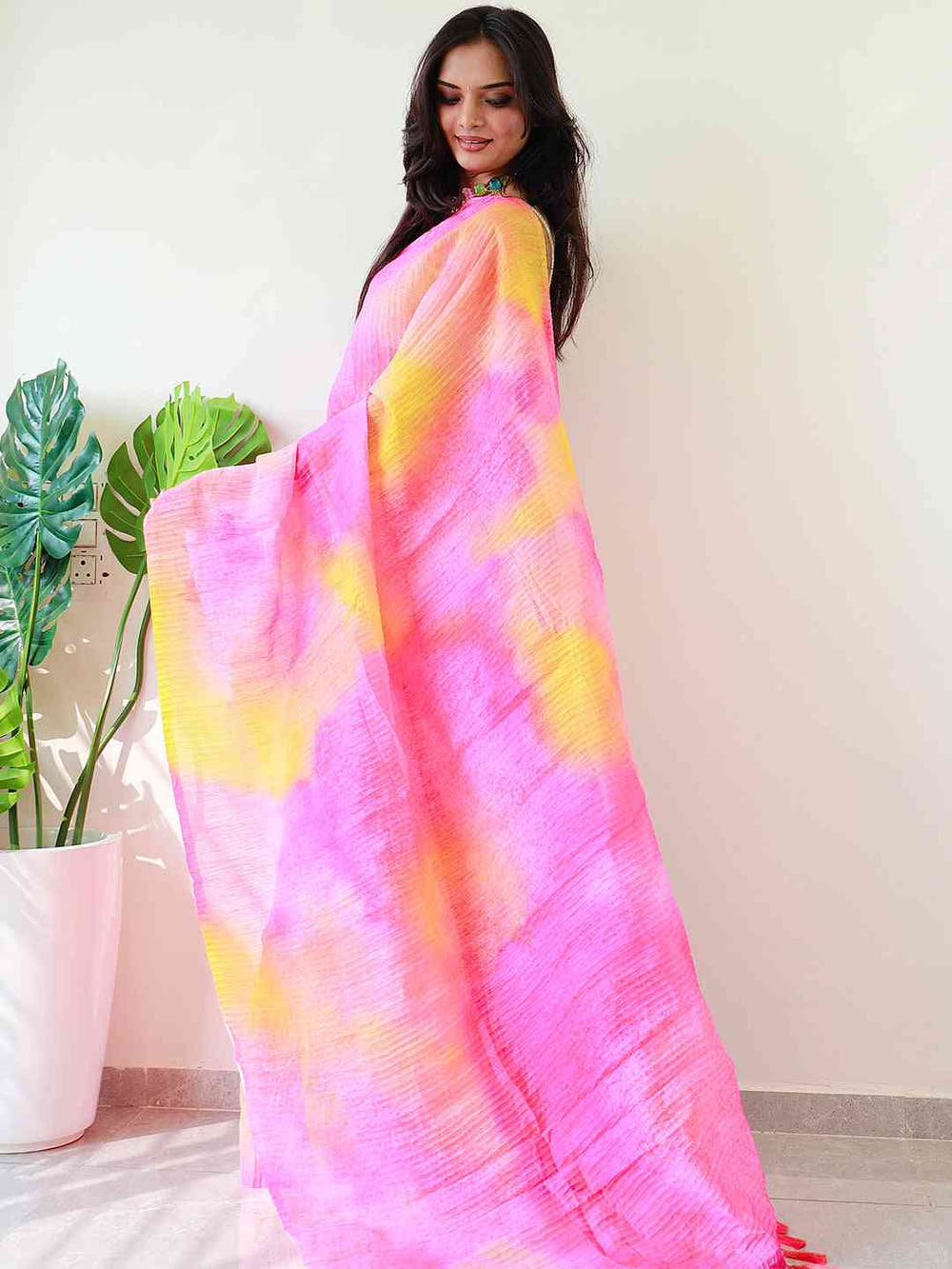 Elevate Your Style with Multy Colored Print Bollywood Design Crash Saree