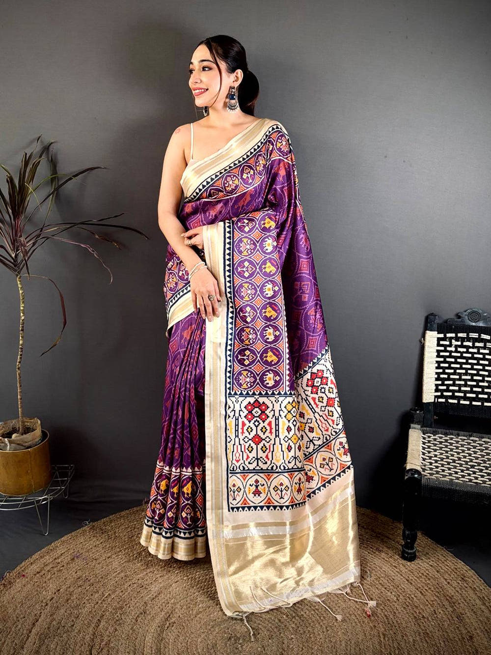 Royal Purple Patola Kanchi Silk Saree