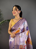 Lavender Freehand Design Gadwal Saree