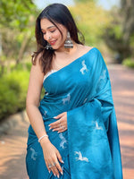 Rama Soft Silk Saree With Postar Weaving Zari Pallu