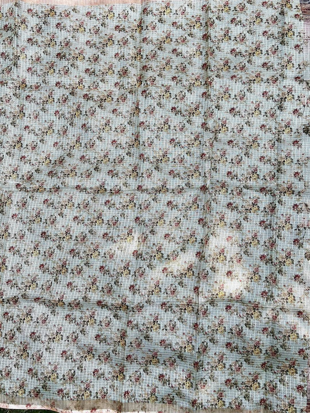Beige Colour Soft Kota Doriya Silk Saree With Flower & abstect Prints